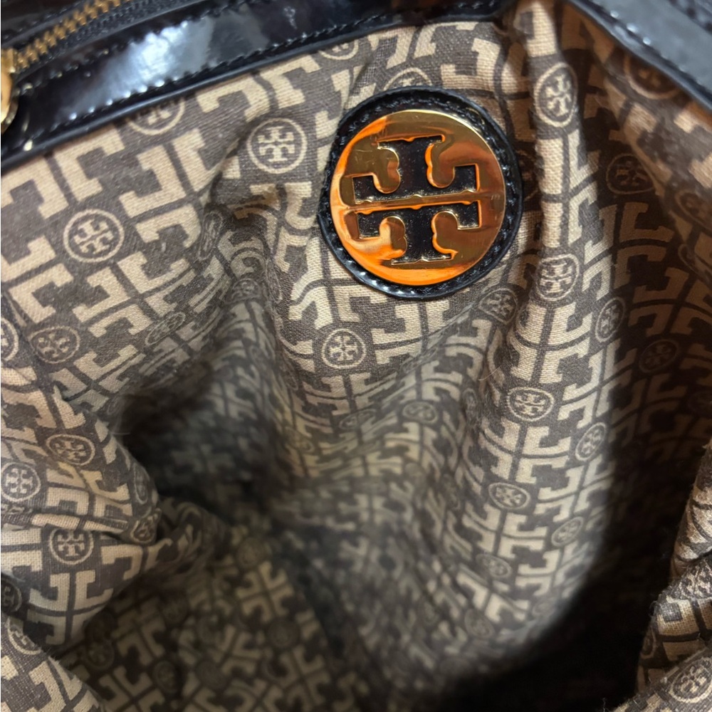 Tory Burch NICO Black Patent and Nylon Large Tote in EUC - Picture 7 of 15